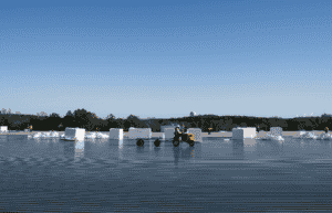 commercial flat roof with heavy machinery