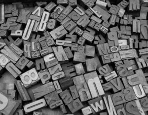 random font blocks for printing press